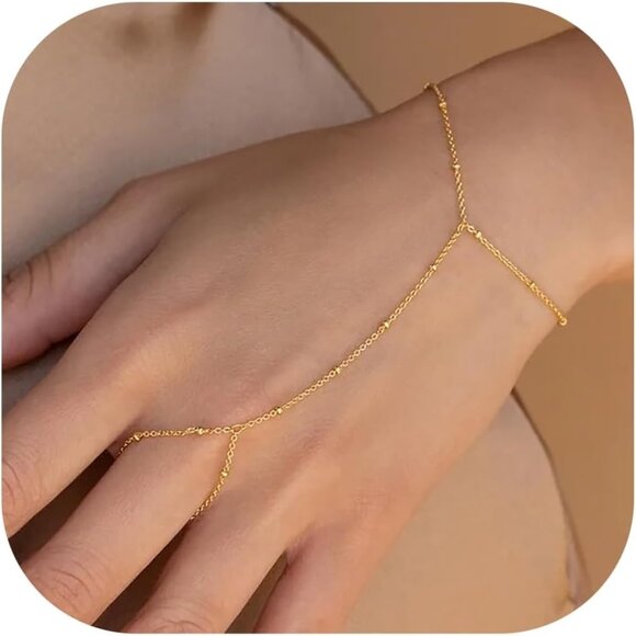 GOLD-Style12 Dainty Stack With Cuban HandChain Bracelets Jewelry Gifts for Women - Picture 1 of 7